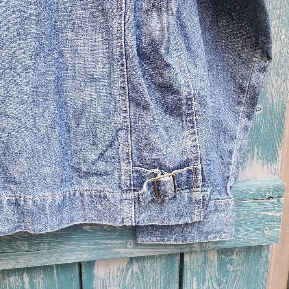 Denim Shacket Jacket Blast Blues Patch L Vintage? - Picture 10 of 12